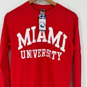 Miami‎ University T Shirt Mens Long Sleeve Red New Agenda NWT